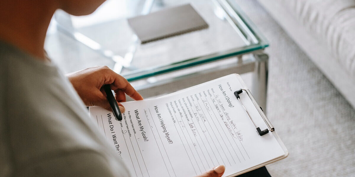 woman completing a form